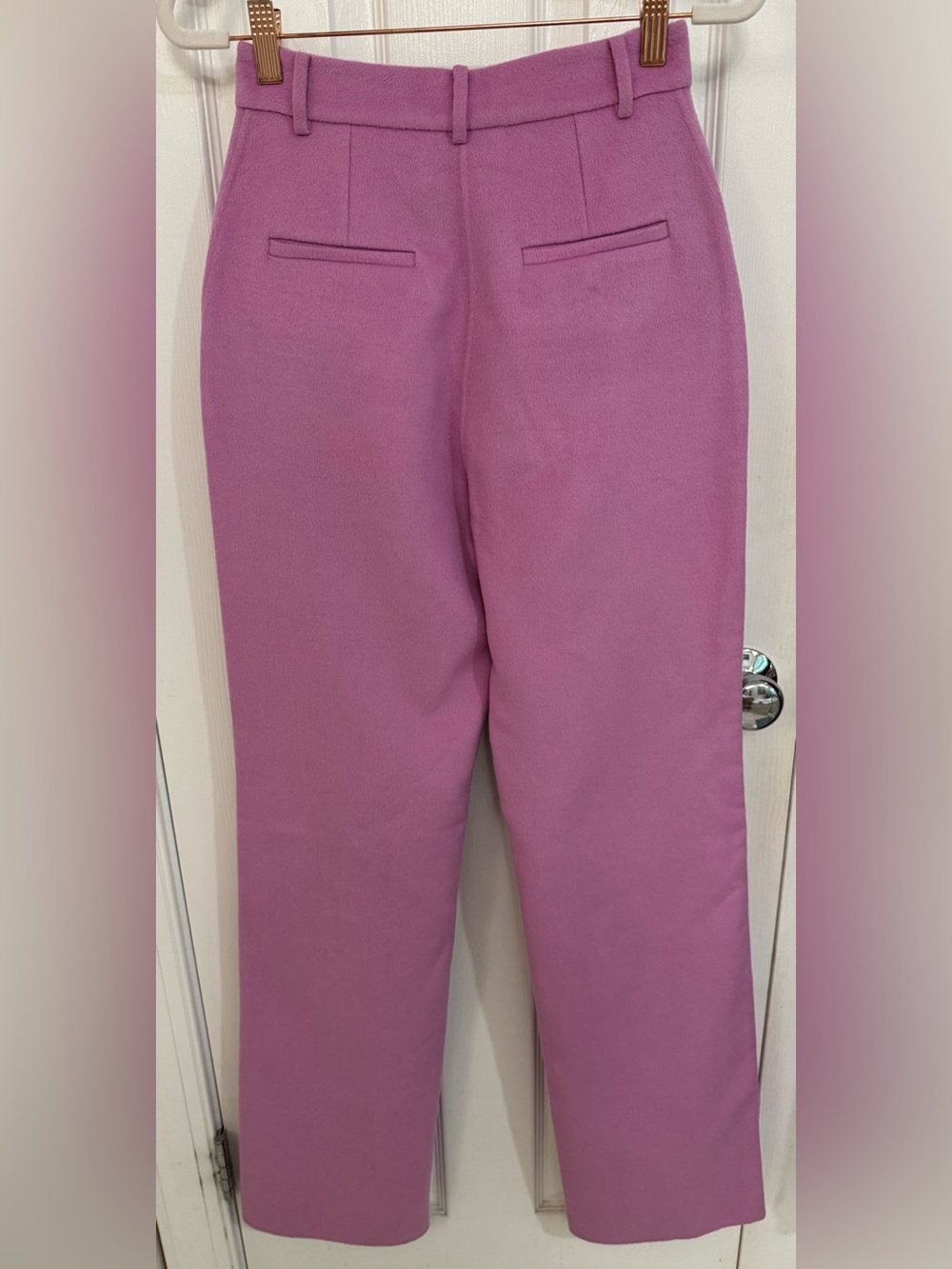 Nanushka Pink Flannel Button Fly Wide Leg Trousers Size XS 25" Waist - Picture 12 of 13